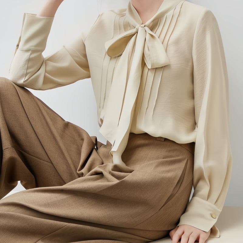 Georgette Tie Neck Blouse - London Lake