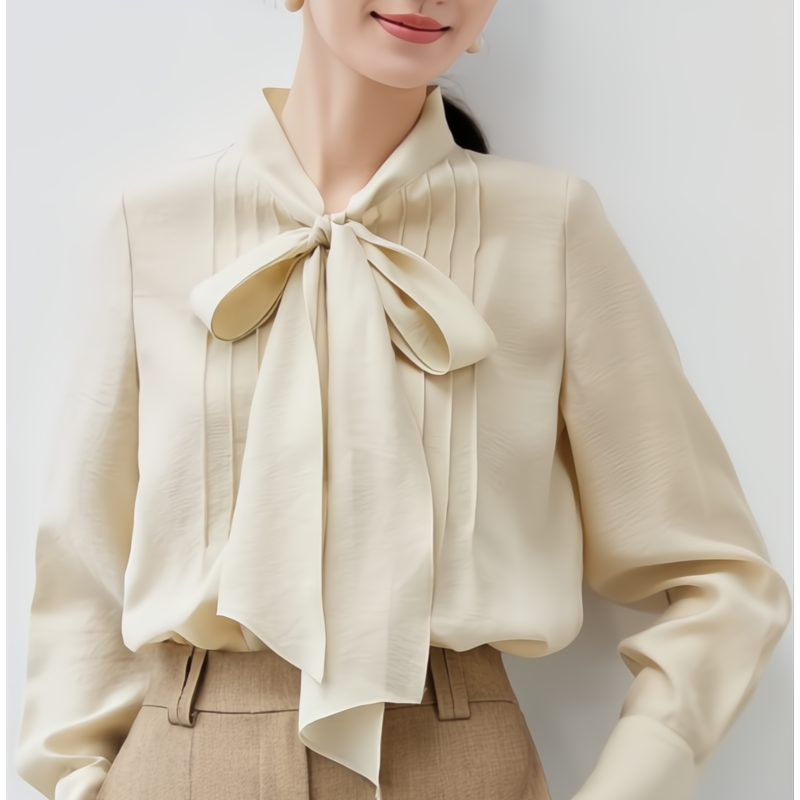 Georgette Tie Neck Blouse - London Lake