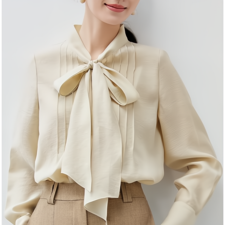 Georgette Tie Neck Blouse - London Lake