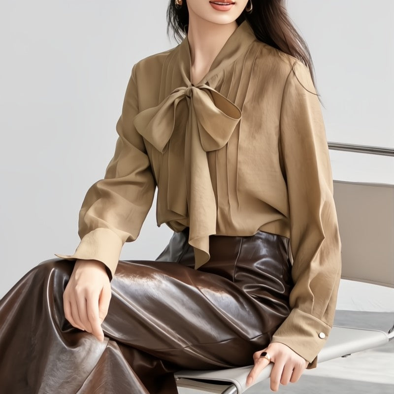 Georgette Tie Neck Blouse - London Lake