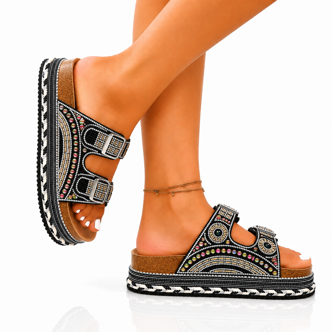 Magnolia Rhinestone Cork Sandals