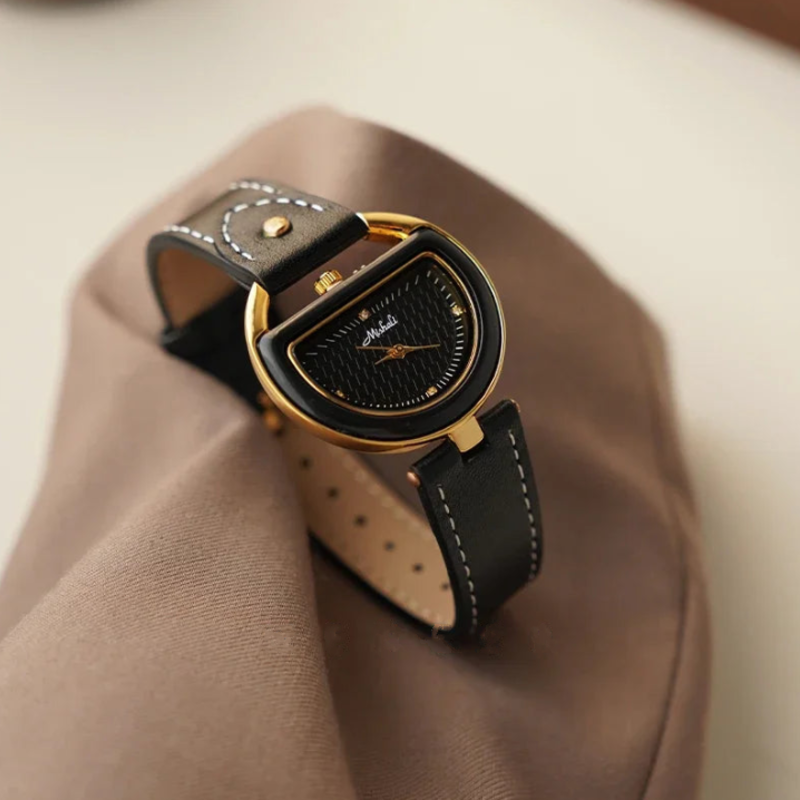 Deco Arc Leather Watch - London Lake