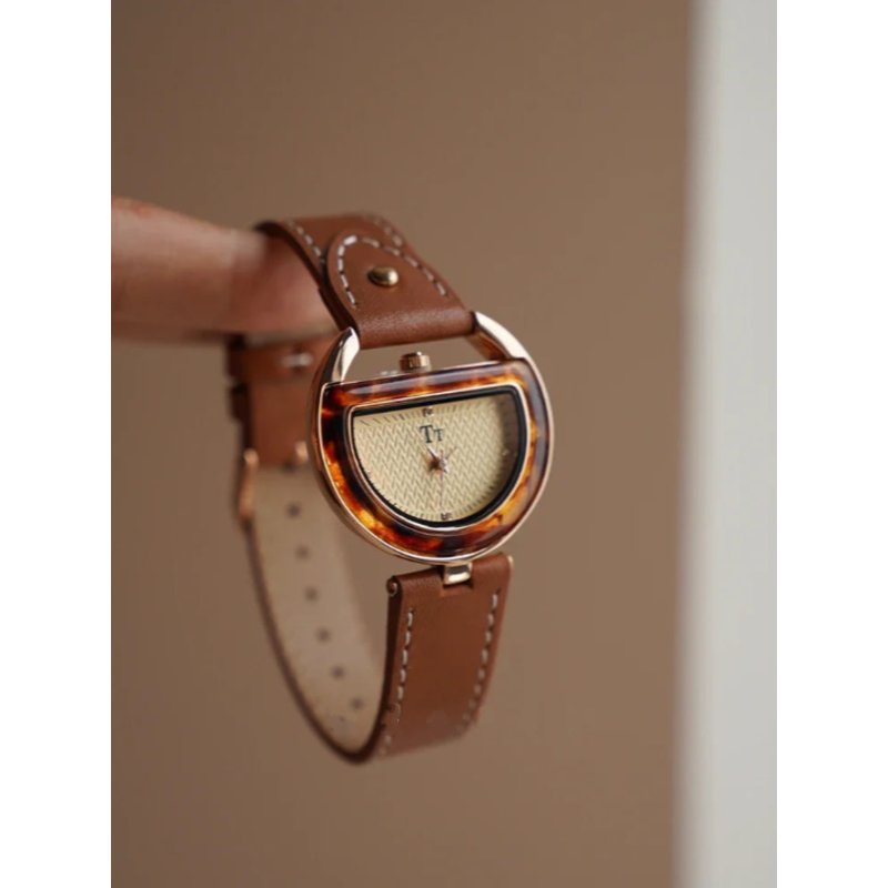 Deco Arc Leather Watch - London Lake