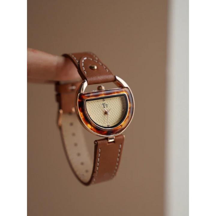 Deco Arc Leather Watch - London Lake