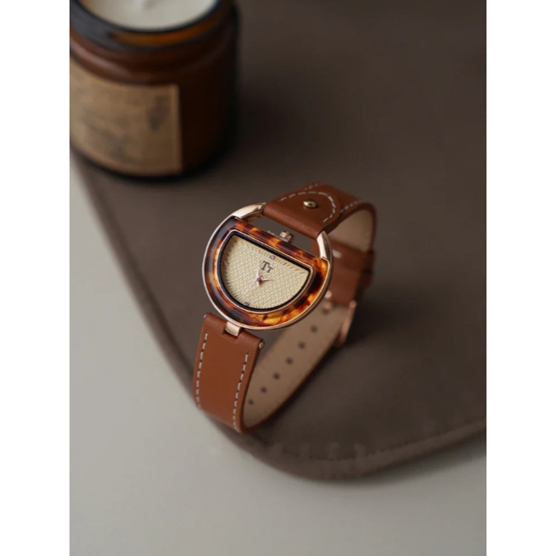 Deco Arc Leather Watch - London Lake