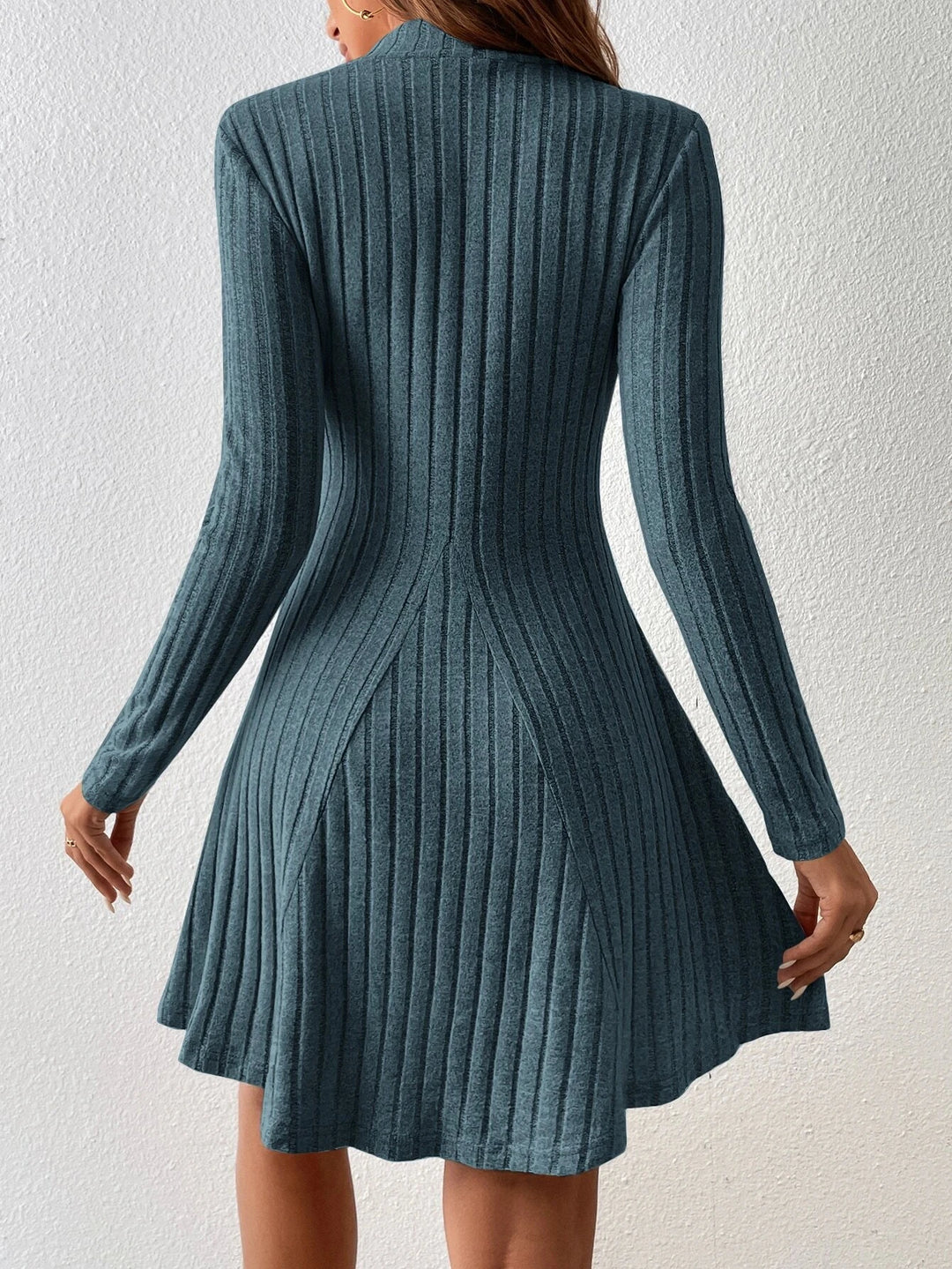 Mia Muse Mock Neck Knit Dress - London Lake