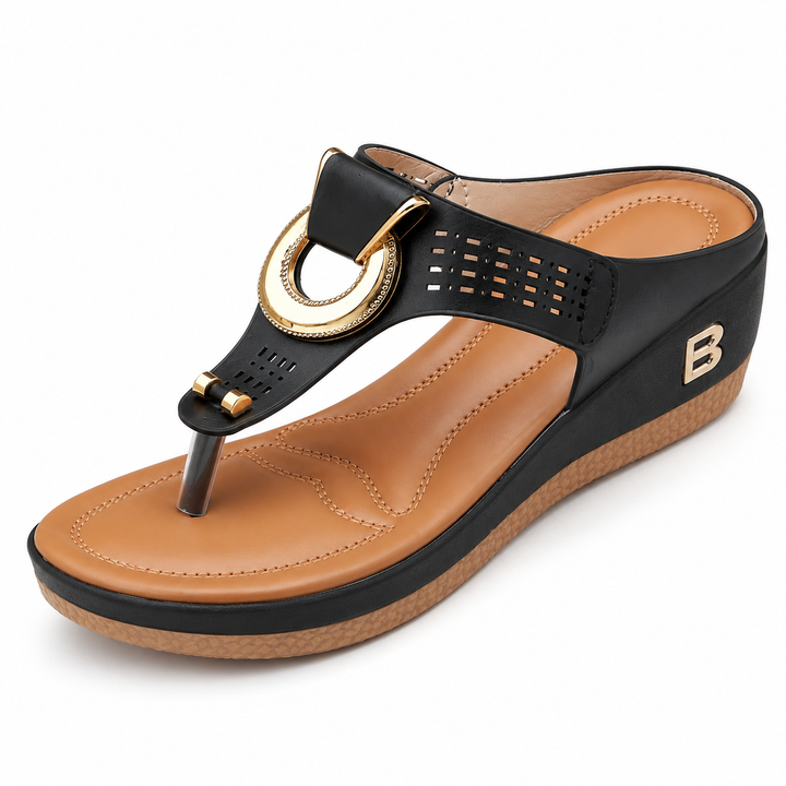 Brynn Buckle Wedge Sandals