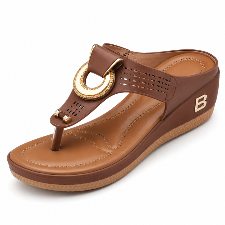 Brynn Buckle Wedge Sandals