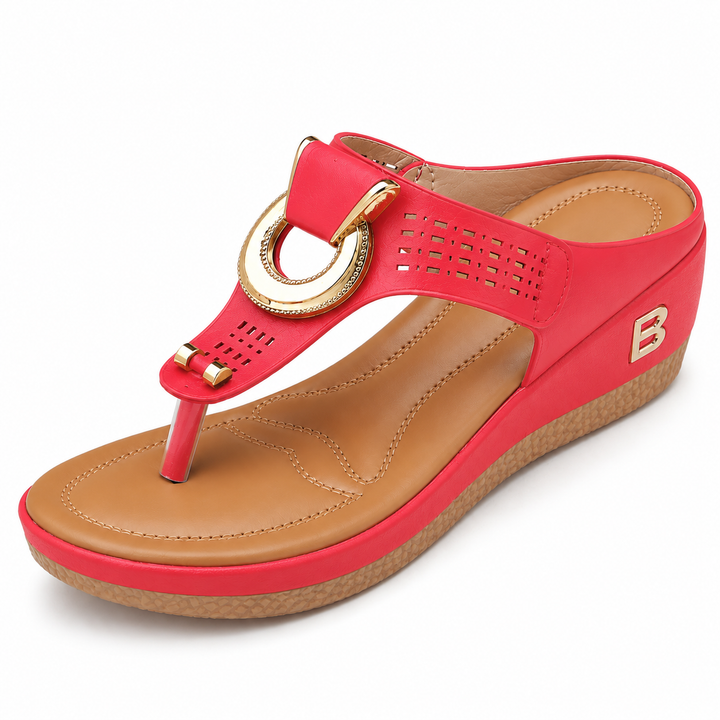 Brynn Buckle Wedge Sandals