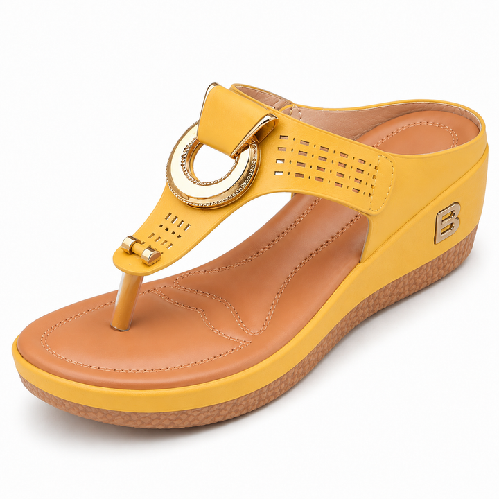 Brynn Buckle Wedge Sandals