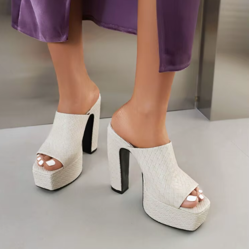 Bianca Leather Platform Sandals - London Lake