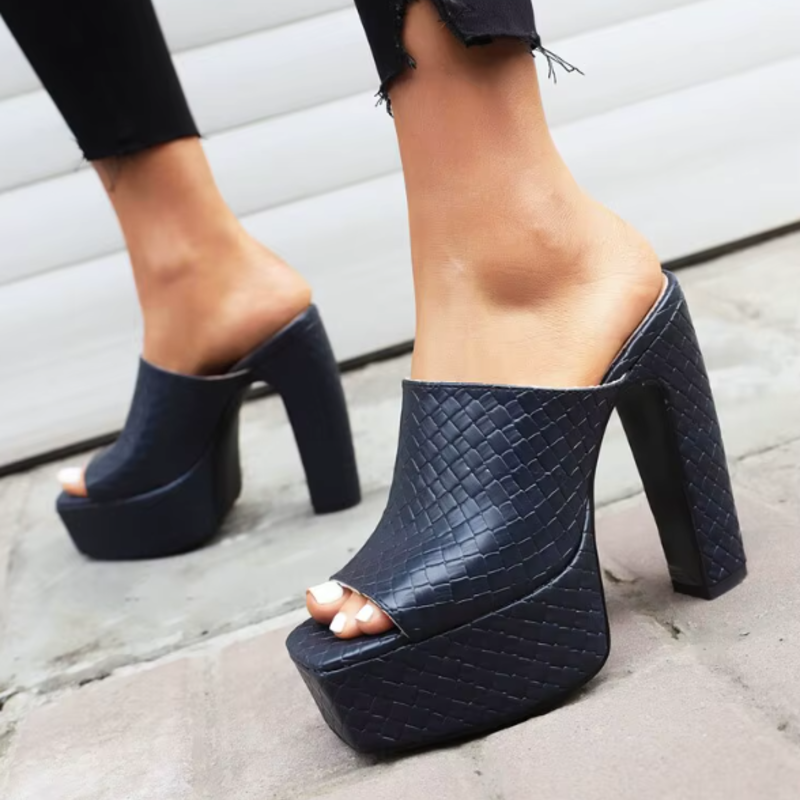 Bianca Leather Platform Sandals - London Lake