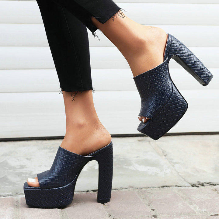 Bianca Leather Platform Sandals - London Lake