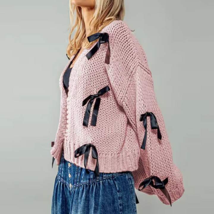 Serenade Bow Knit Cardigan - London Lake