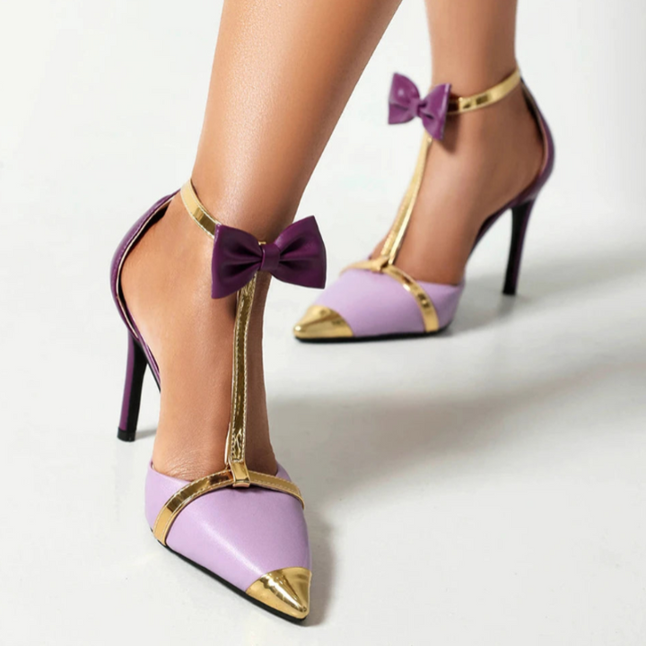 Ophelia Bow T-Strap Heels - London Lake
