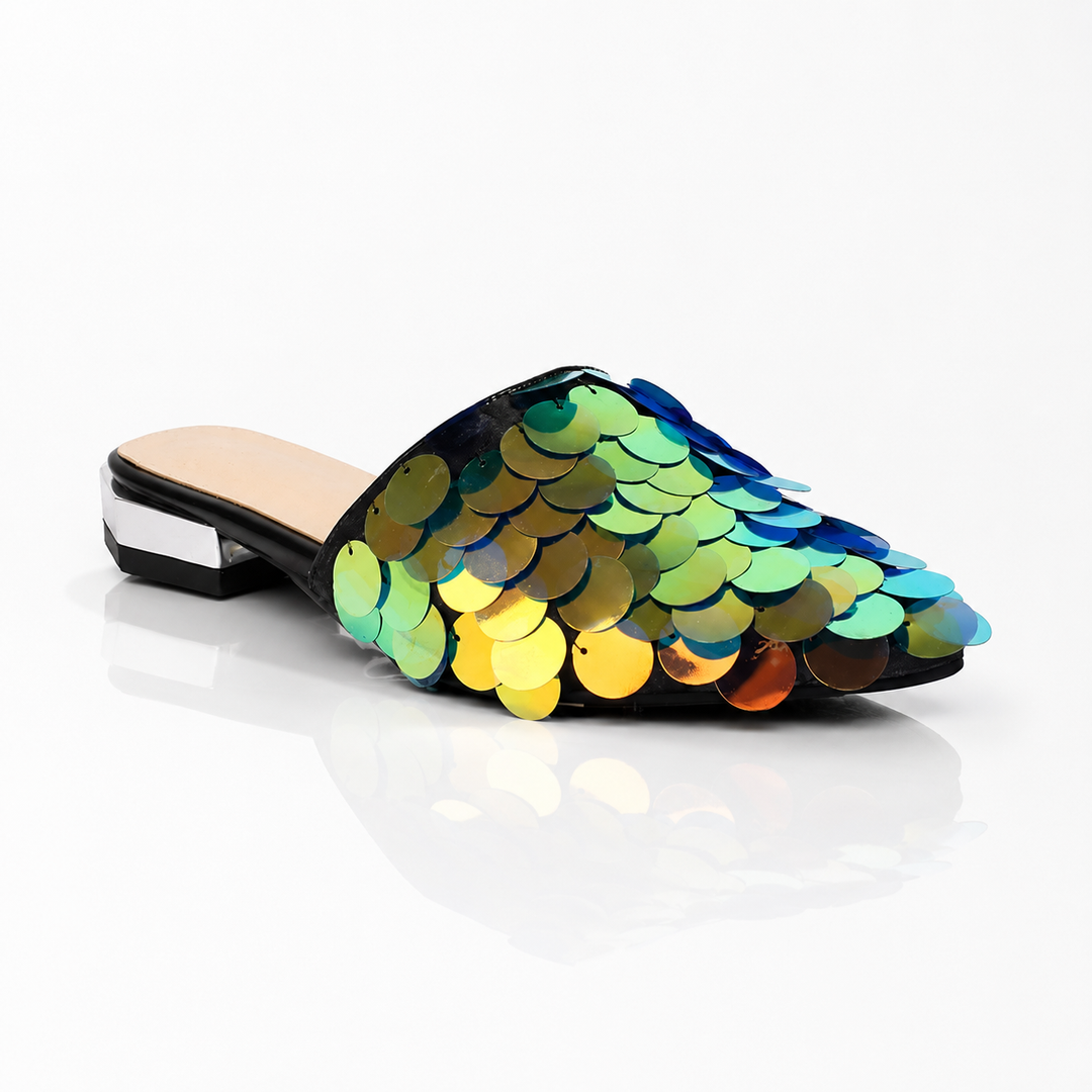 Celeste Sequin Mules - London Lake