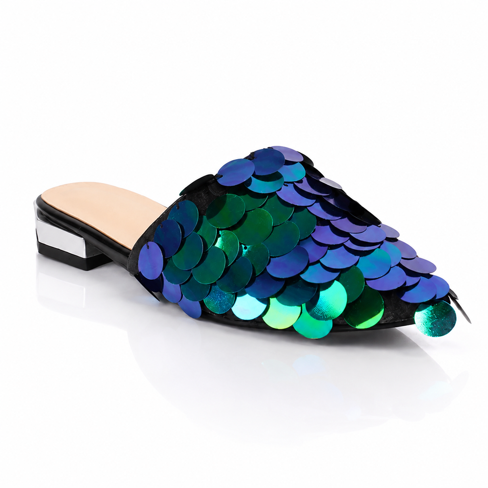 Celeste Sequin Mules - London Lake