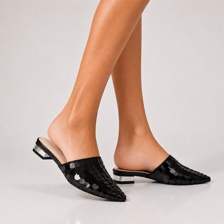 Celeste Sequin Mules - London Lake