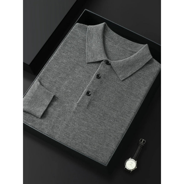 Ultimate Merino Cashmere Polo Sweater - London Lake