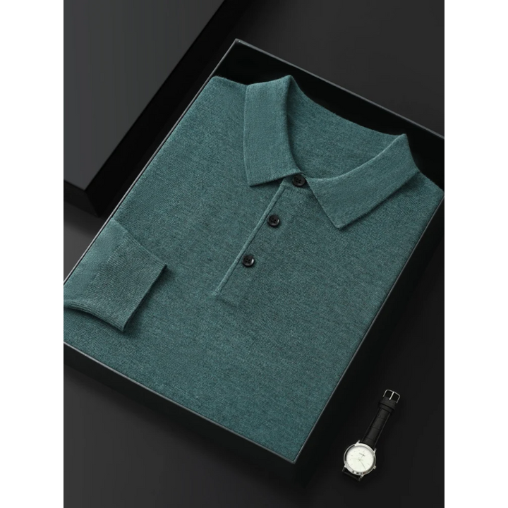 Ultimate Merino Cashmere Polo Sweater - London Lake