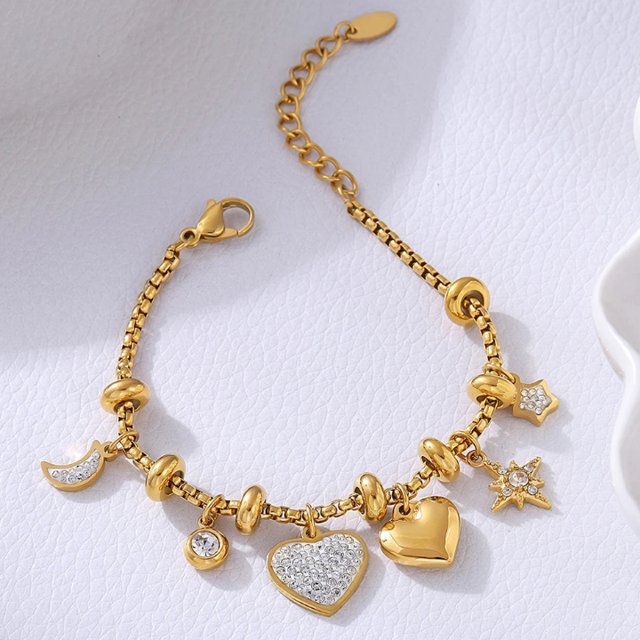 Nova Heart Charm Bracelet - London Lake
