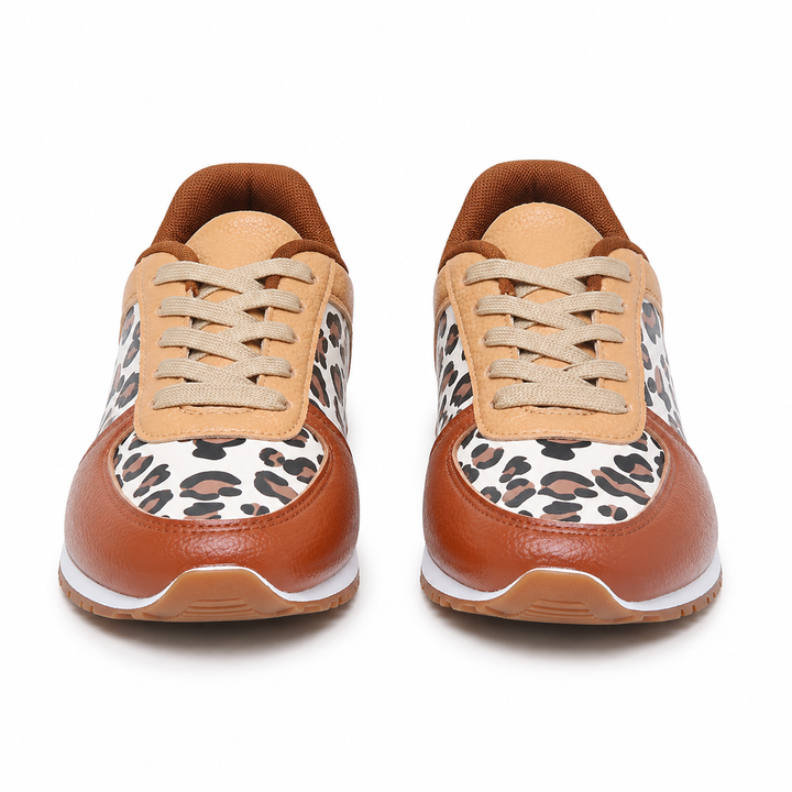 Leopard Print Leather Sneakers