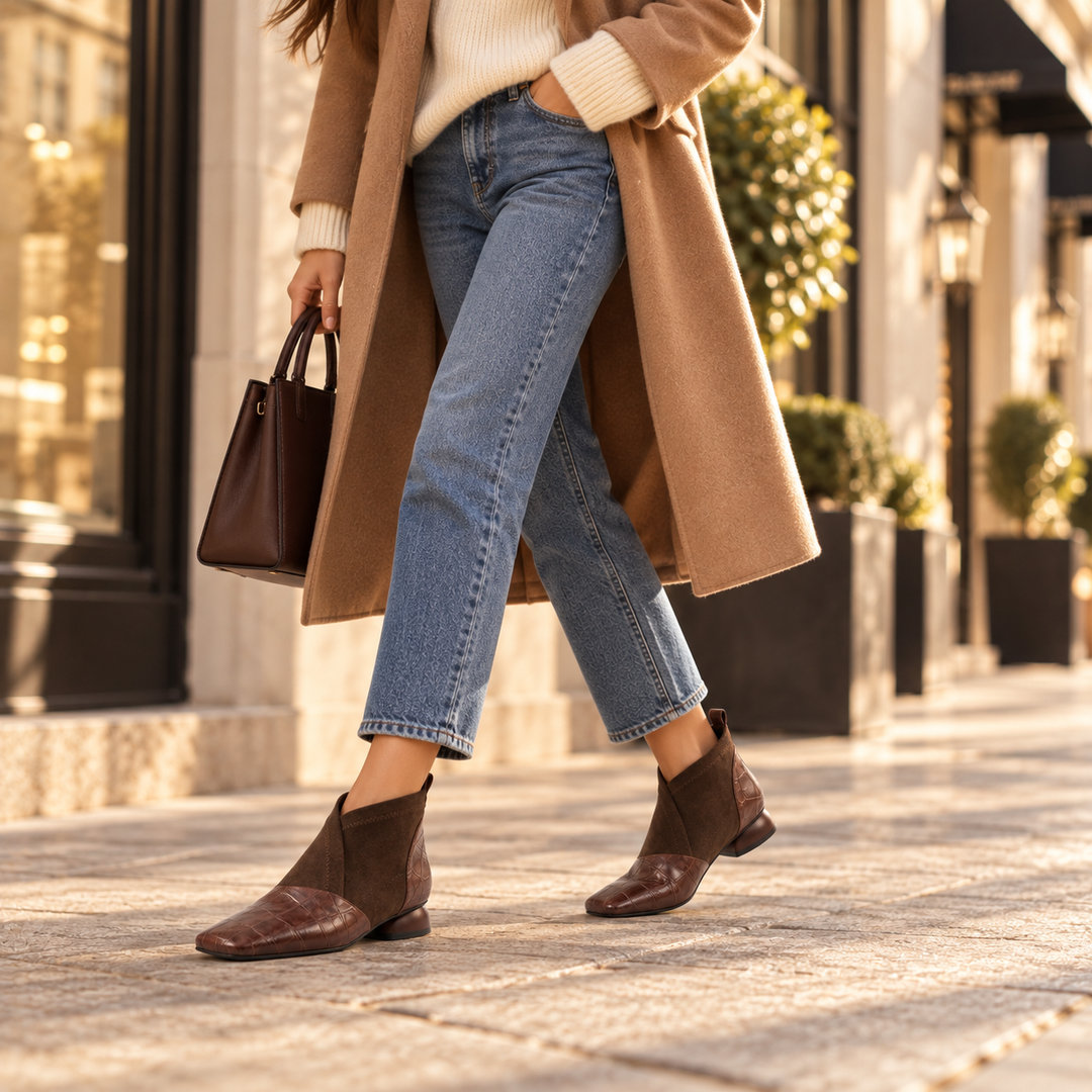 Ava Square-Toe Ankle Boots