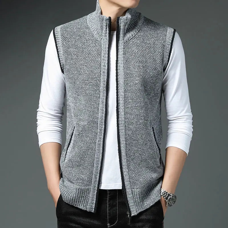 Gray Knit Vest| Men's Outerwear
