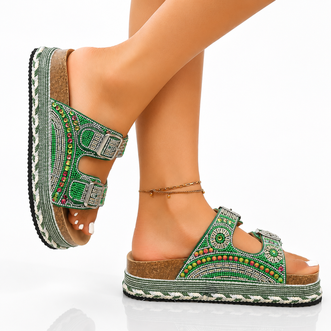 Magnolia Rhinestone Cork Sandals