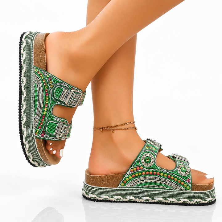 Magnolia Rhinestone Cork Sandals