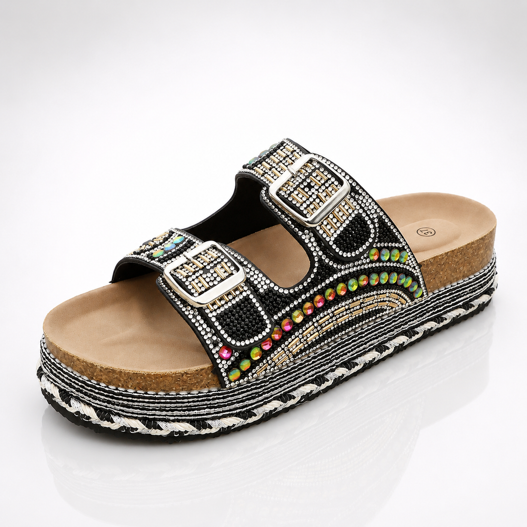 Magnolia Rhinestone Cork Sandals
