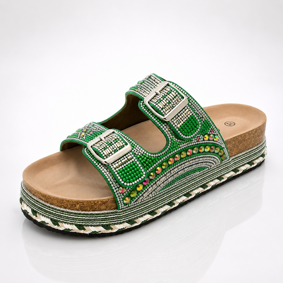 Magnolia Rhinestone Cork Sandals
