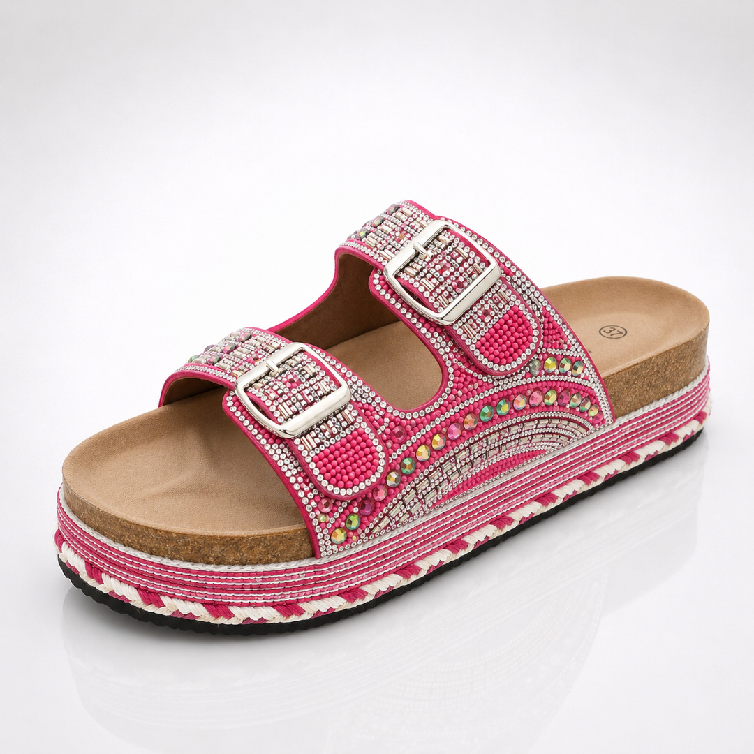 Magnolia Rhinestone Cork Sandals