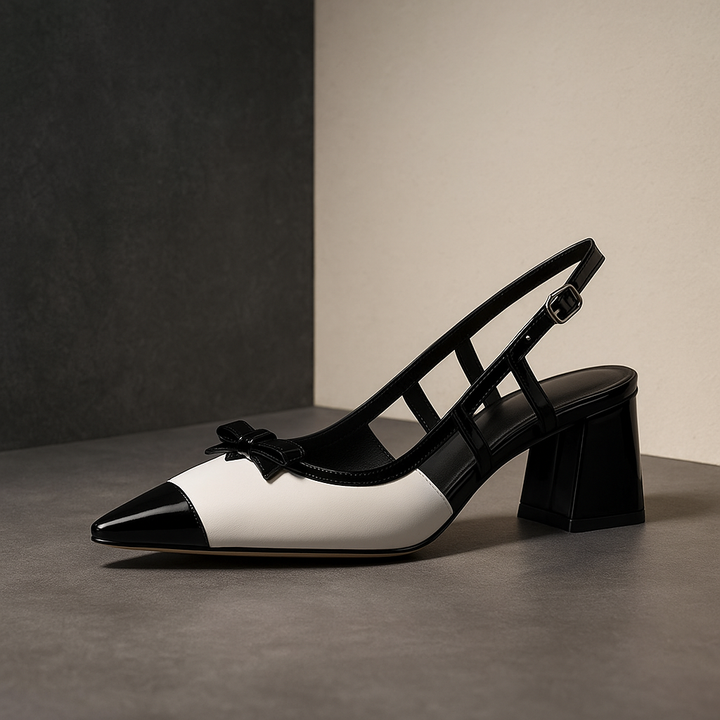 Elara Slingback Square Pumps - London Lake