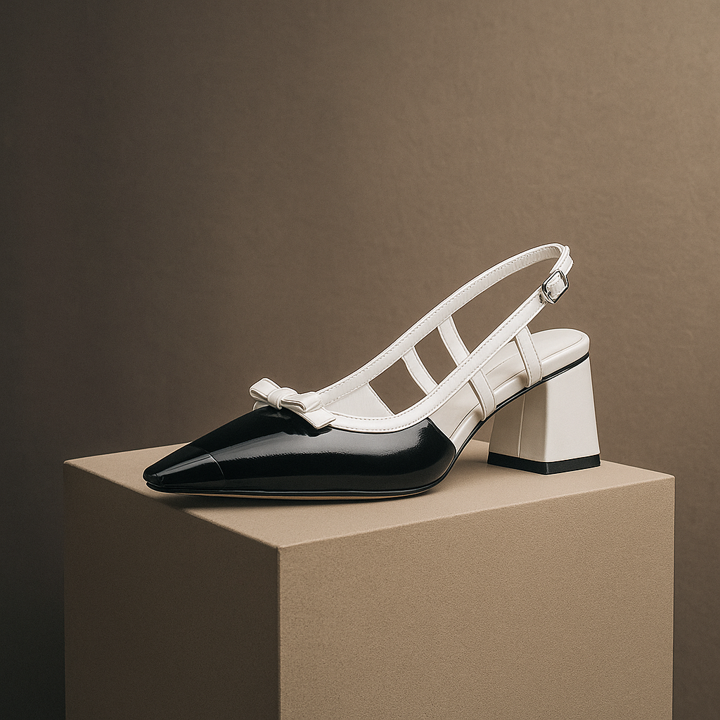 Elara Slingback Square Pumps - London Lake