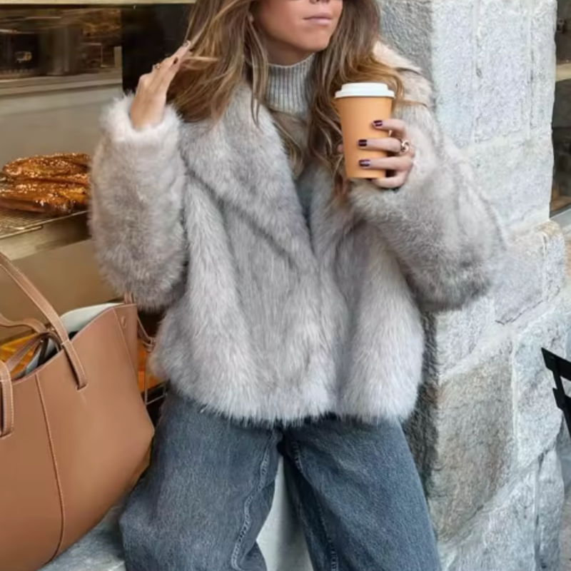 Alpine Grace Faux Fur Coat - London Lake