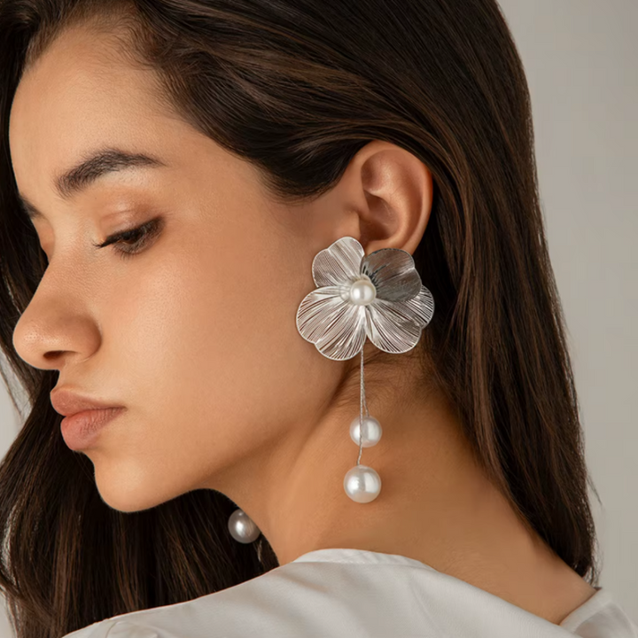 Iris Flower Drop Earrings - London Lake