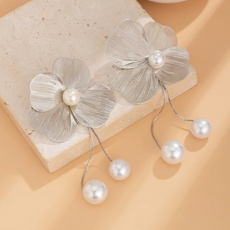 Iris Flower Drop Earrings - London Lake