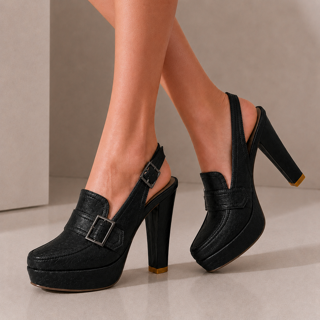 Geneva Buckle Heels - London Lake