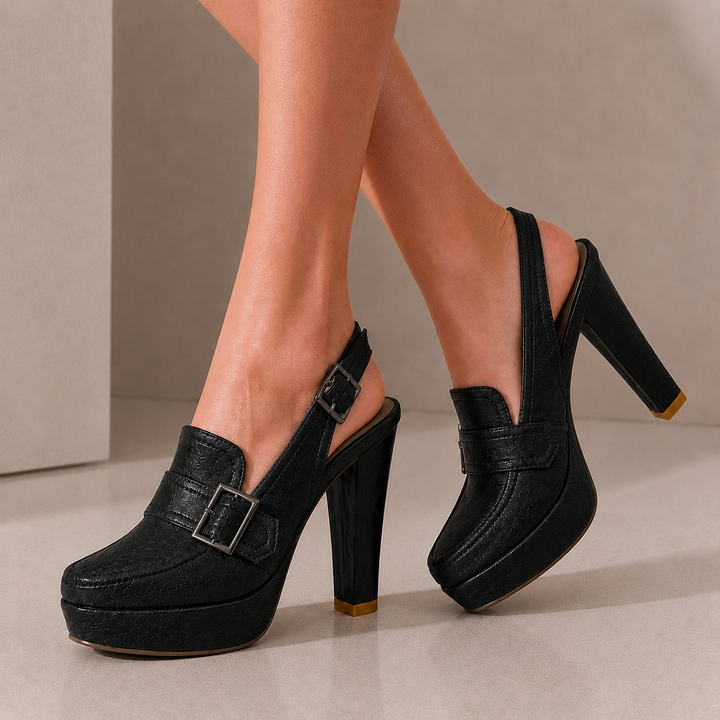 Geneva Buckle Heels - London Lake