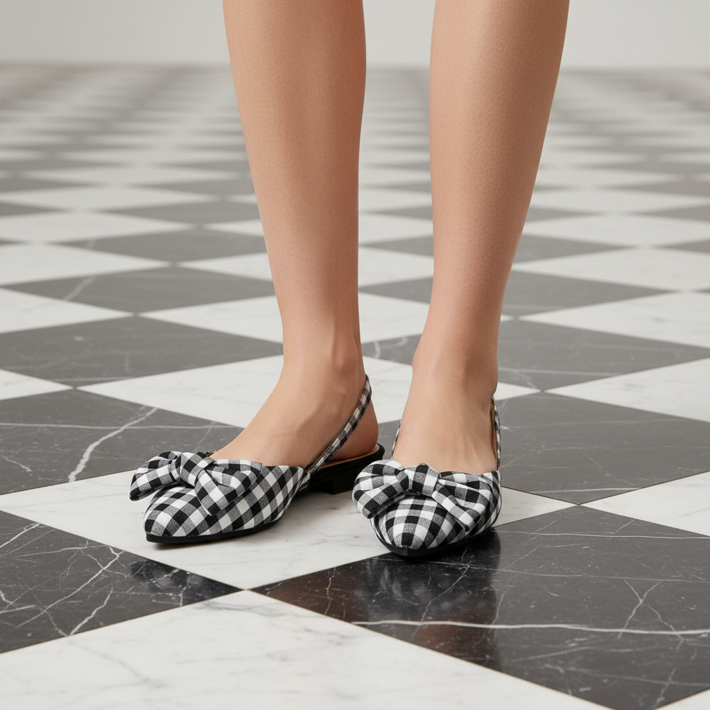 Vivienne Bow Slingback Flat - London Lake