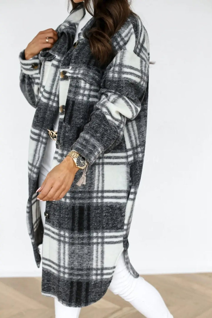 Elmwood Plaid Button Down Coat - London Lake