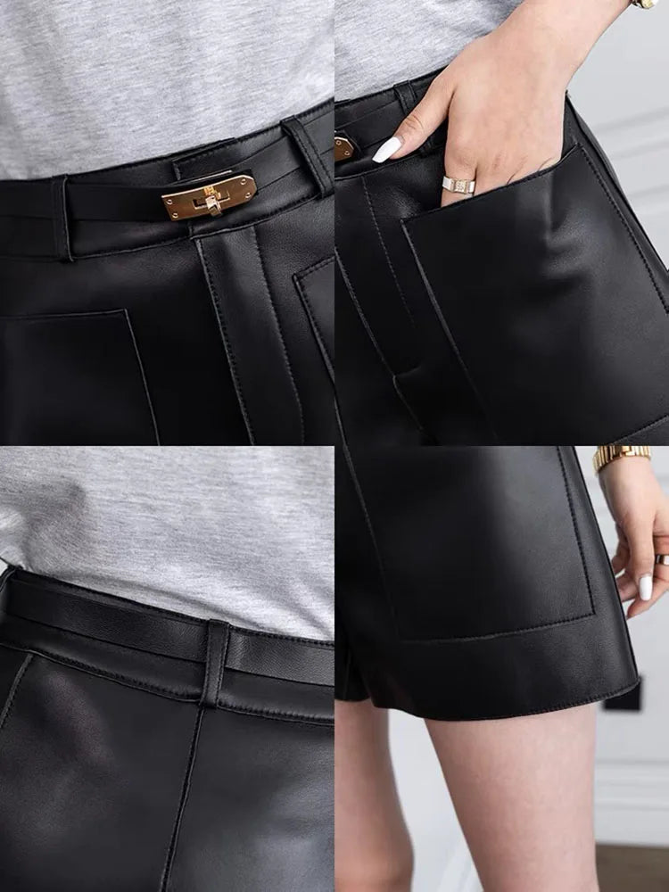 Savoy Pocket Leather Shorts - London Lake