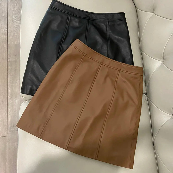 Genuine Leather High Waist Skirt - London Lake