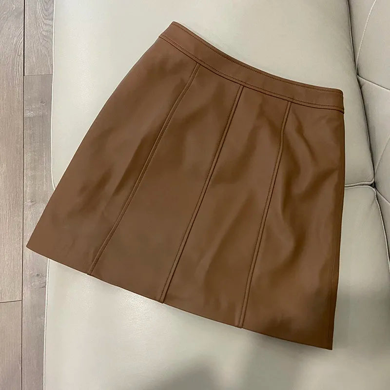 Genuine Leather High Waist Skirt - London Lake