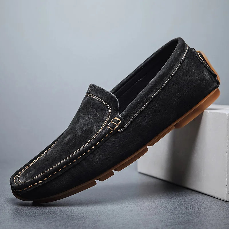 Radcliff Stitched Suede Loafers - London Lake