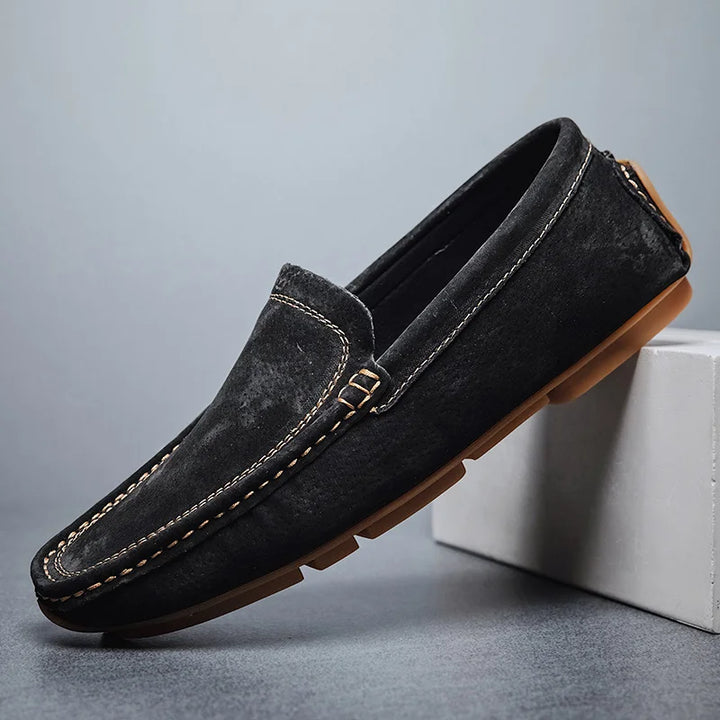 Radcliff Stitched Suede Loafers - London Lake