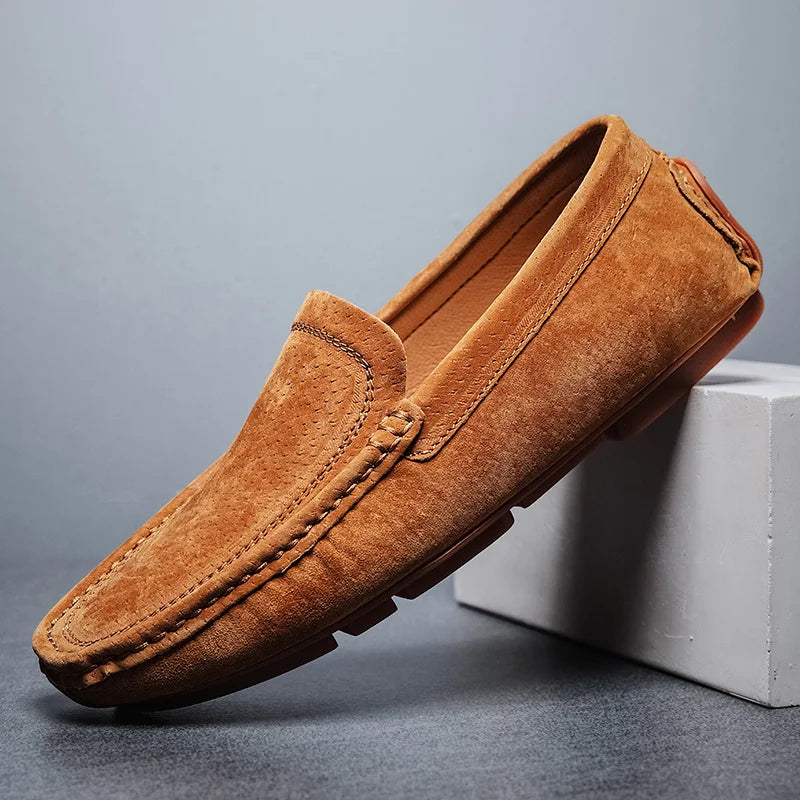 Radcliff Stitched Suede Loafers - London Lake