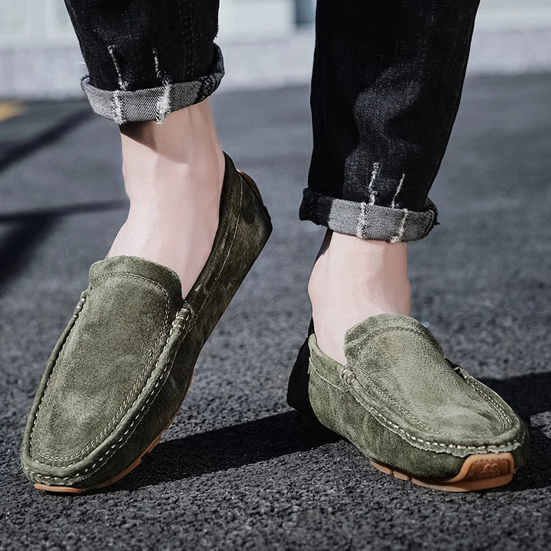 Radcliff Stitched Suede Loafers - London Lake