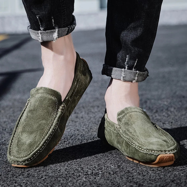 Radcliff Stitched Suede Loafers - London Lake